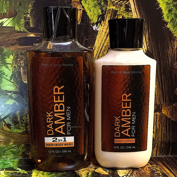 Bath & Body Works Other - BBW Dark Amber Lotion Wash Set Bath & Body Works Lotion Hair Wash Lot HTF Rare